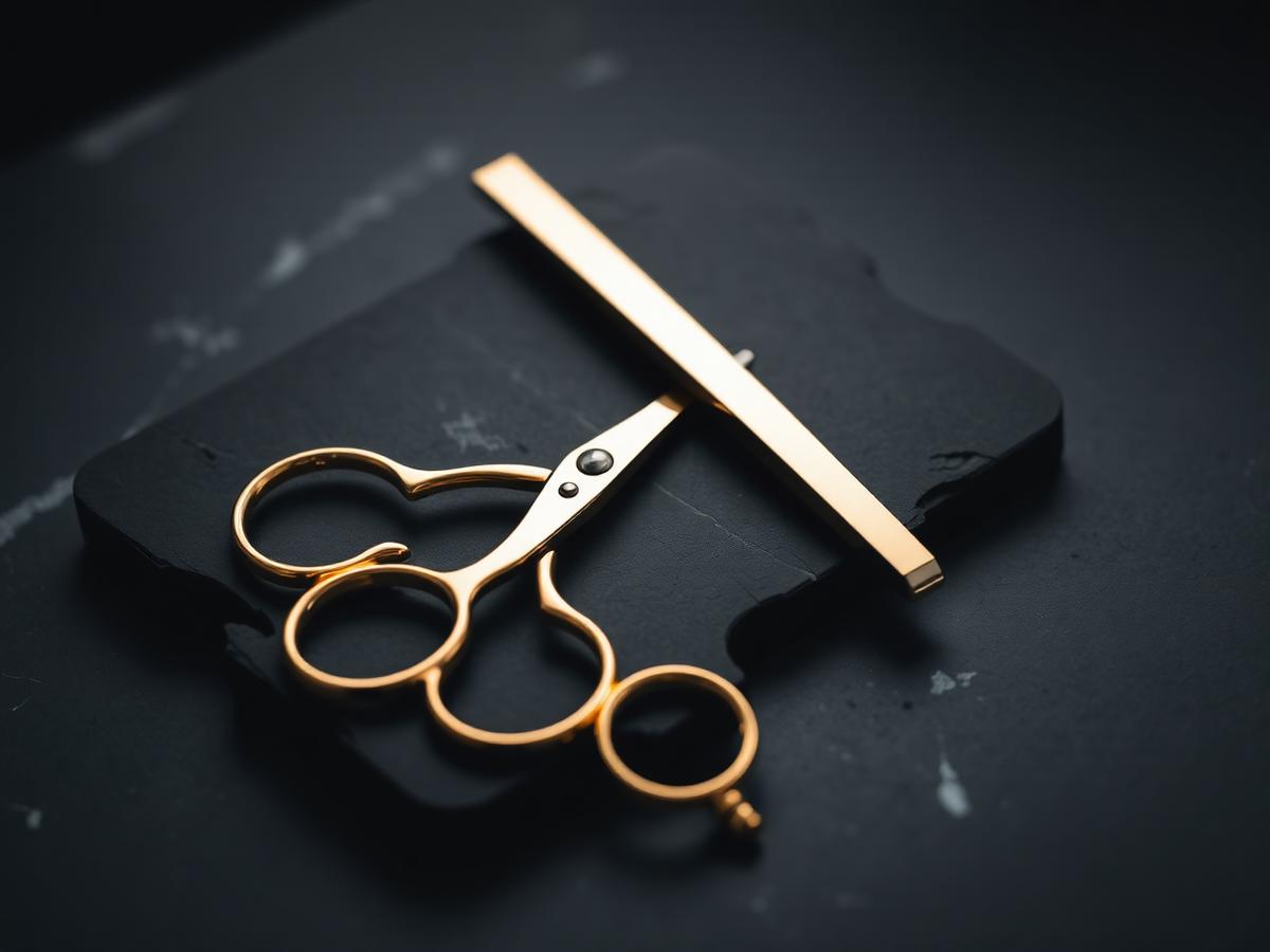 Professional grooming and beauty tools on a dark surface